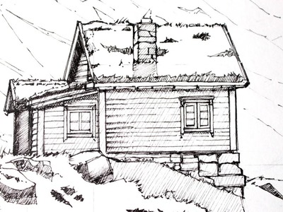 Drawing a Cabin.Landscape 1.2 | Line-art