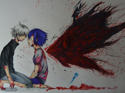 Drawing Kaneki and Touka- Tokyo Ghoul