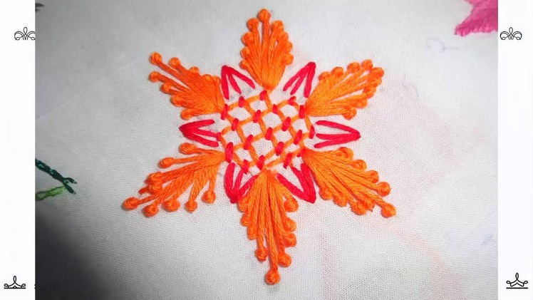 Hand Embroidery Flower Design: Bullion knot Stitch by Amma Arts.