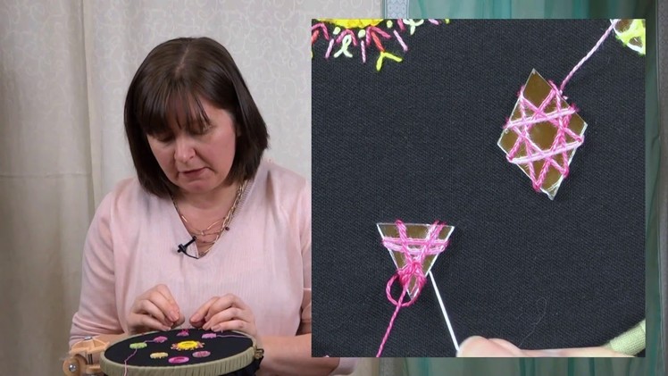 Hand Embroidery - Shisha Stitch Mirror Work tutorial - Part 2