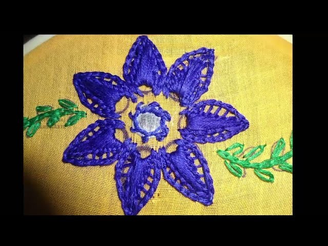 Hand Embroidery  Twisted Chian Stitch Flower Design by AmmaArts