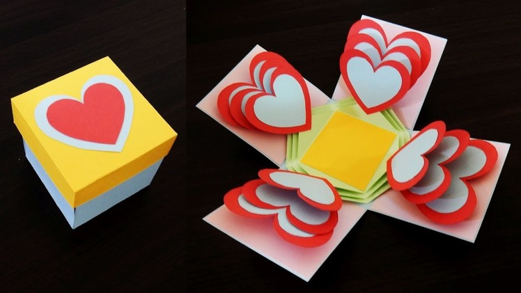 Heart explosion box - learn how to make an easy exploding heart gift box from templates - EzyCraft
