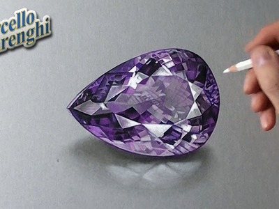 How to draw a 3D amethyst gemstone