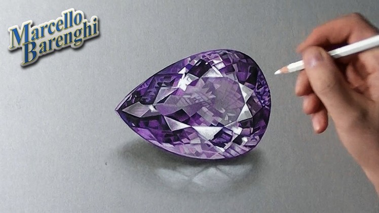 How to draw a 3D amethyst gemstone