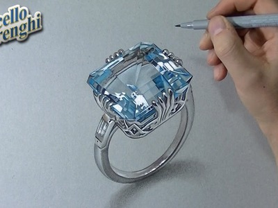 How to draw a 3D aquamarine ring
