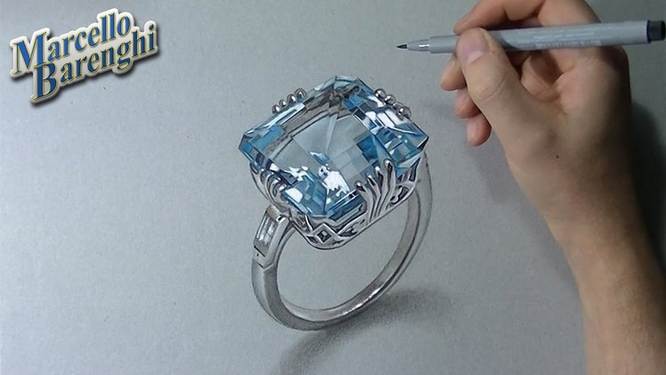 How to draw a 3D aquamarine ring