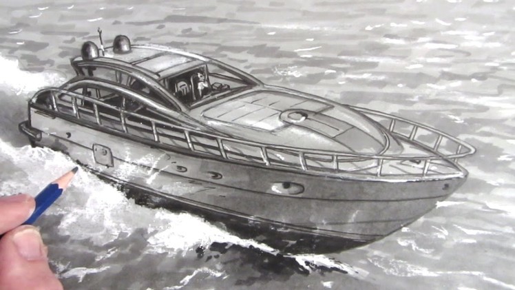How to Draw a Boat: Speed Boat on Water