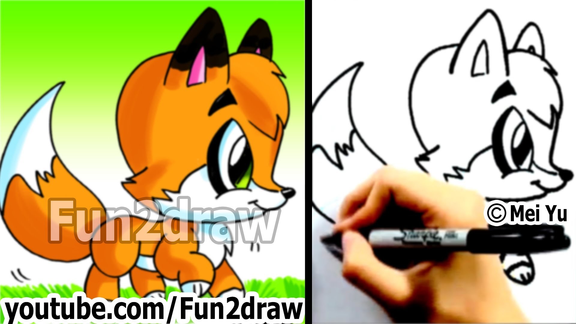 How to Draw a Cartoon Fox - Cute Animals Drawings - Fun2draw Art ...