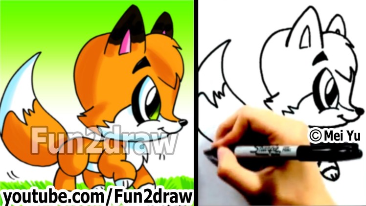 How to Draw a Cartoon Fox - Cute Animals Drawings - Fun2draw Art Lessons Channel