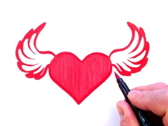 How to Draw a Heart with Wings