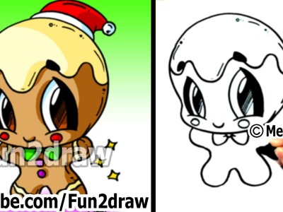How to Draw Christmas Pictures - How to Draw a Gingerbread Man - Cute & Easy! - Cute Art - Fun2draw