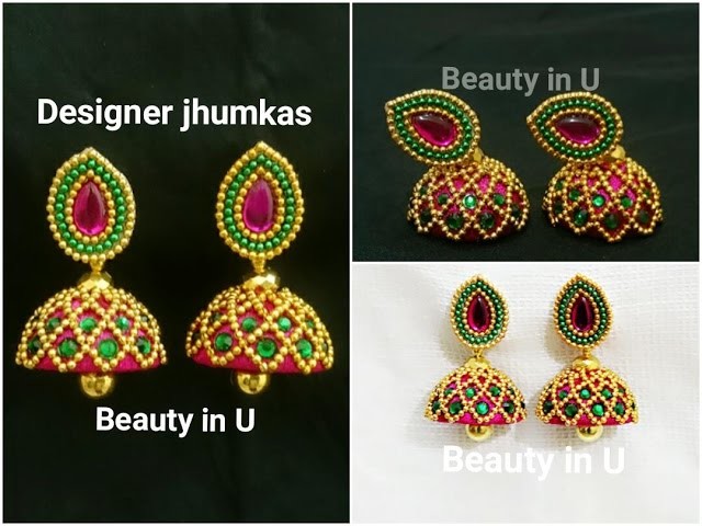 How to make Designer Silk Thread Jhumkas at Home | Bridal Jhumkas | Silk Thread Earrings Tutorial