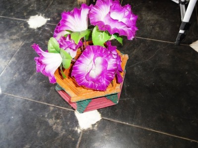 How to Make Ice cream sticks Flower vase .:: by Attamma TV ::.