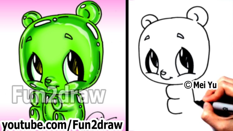 Kawaii - Gummy Bear Drawing Tutorial - Easy things to Draw for Beginners - Cute Art - Fun2draw