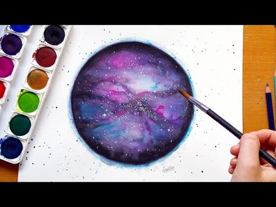 Painting a galaxy with watercolours | Leontine van vliet