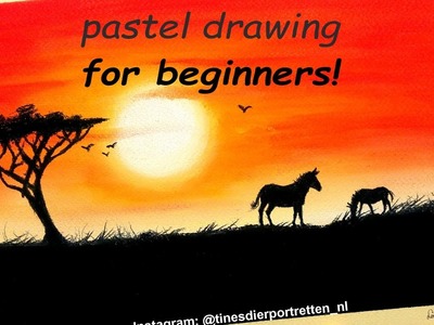Pastel drawing tutorial for beginners: Simple sunset | Leontine van vliet