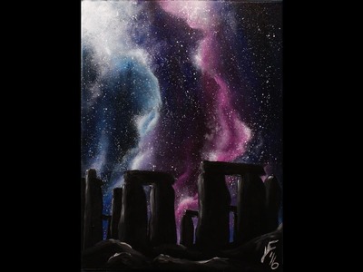 Starry Night at Stonehenge Step by Step Acrylic Painting on Canvas for Beginners