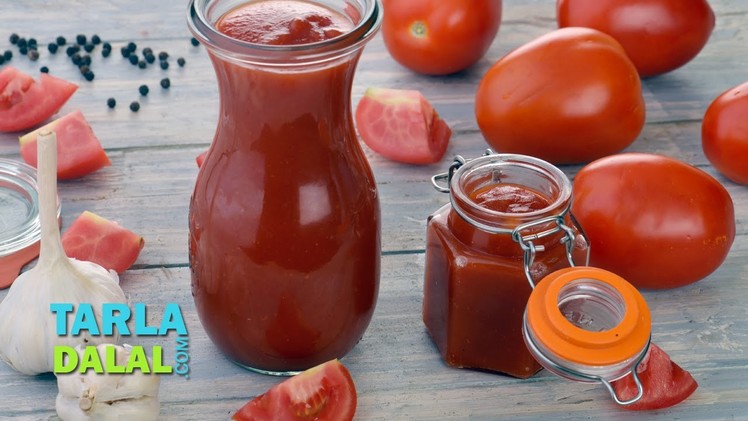 Tomato Ketchup, Homemade Tomato Ketchup by Tarla Dalal