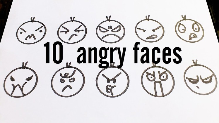 10 Cute Angry Faces. Kawaii Expressions to Doodle for kids