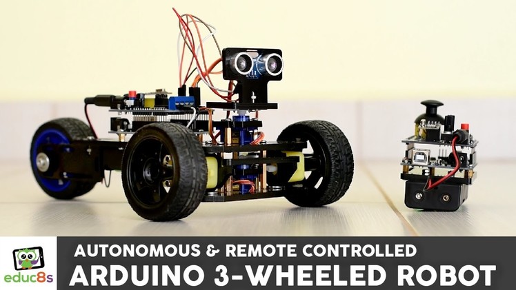 Arduino Project: 3 Wheeled Robot with remote contol or autonomous navigation!