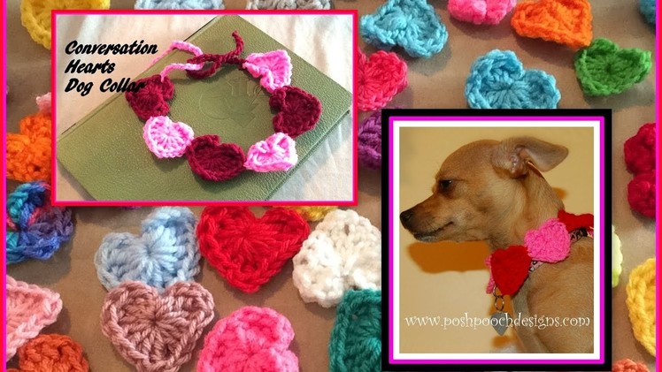 Conversation Hearts Dog Collar Crochet Pattern