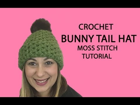 Crochet Bunny Tail Hat Tutorial - Moss Stitch