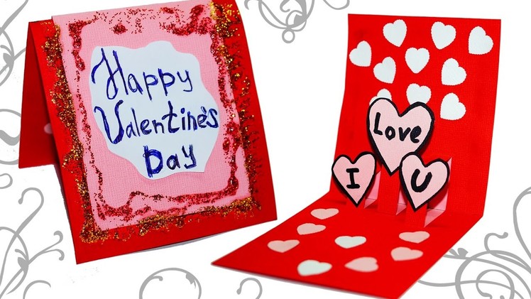 DIY paper crafts. Easy greeting card making ideas for valentine's day. Pop up Love card. Julia DIY
