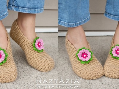DIY Tutorial - Crochet Sweet Simple Slippers - Soft Shoes Booties Bedroom Slipper for Adults