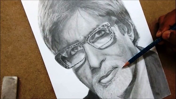 Drawing Amitabh Bachchan with Graphite pencils - Timelapse