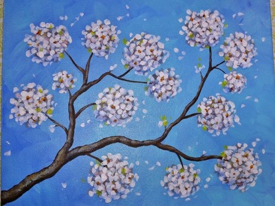 Flowering Pear Blossom Branches | LIVE Acrylic Painting Tutorial | Free Impressionist Art Lesson