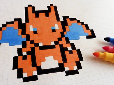 Handmade Pixel Art - How To Draw Charizard #pixelart