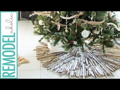 How to Make a Driftwood Christmas Tree Skirt; Beach Cottage Style