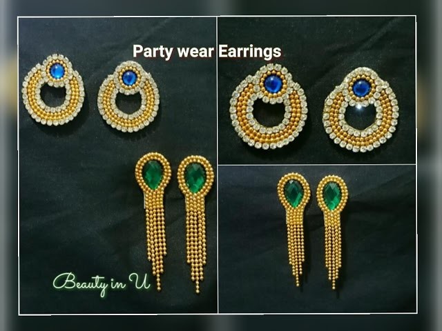 How to make  Paper Earrings | Earrings made out of paper | Party wear earrings | DIY - 2