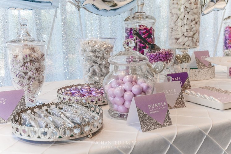 Lilac and Silver Candy Bar for Weddings, styled by Enchanted Empire