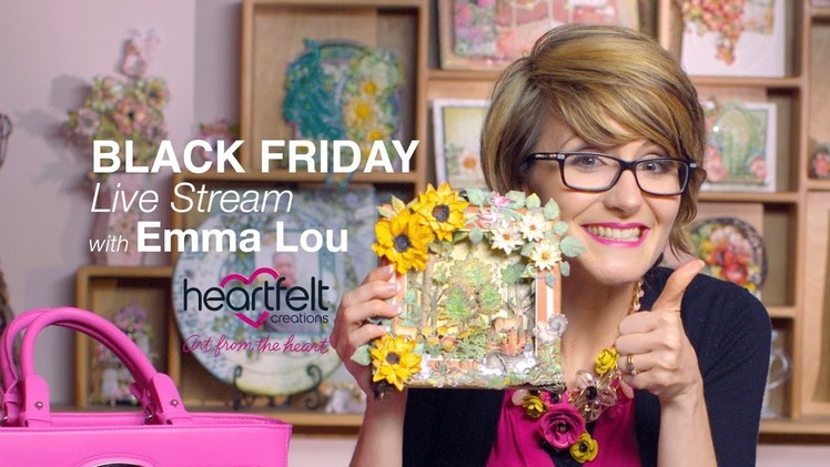 Live with Emma Lou ~Techniques with the Foldout Cards and Dies and Handbag