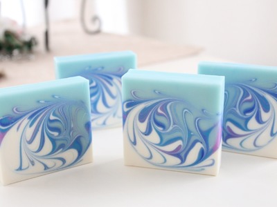 Making and Cutting the ocean wave soap