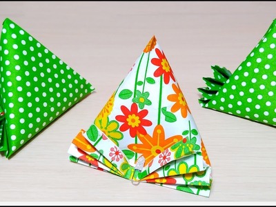 Super easy Gift box from WHITE paper and tissue! "triangular Milk carton"