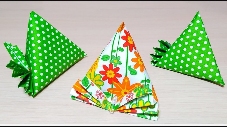 Super easy Gift box from WHITE paper and tissue! "triangular Milk carton"