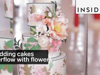 These wedding cakes are overflowing with flowers made of sugar