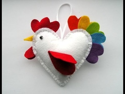 DIY Crafts - How to Make a Felt Rooster Ornament + Tutorial .