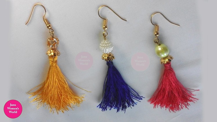 DIY - Tassel Earrings Making Easy With Silk Thread Tutorial