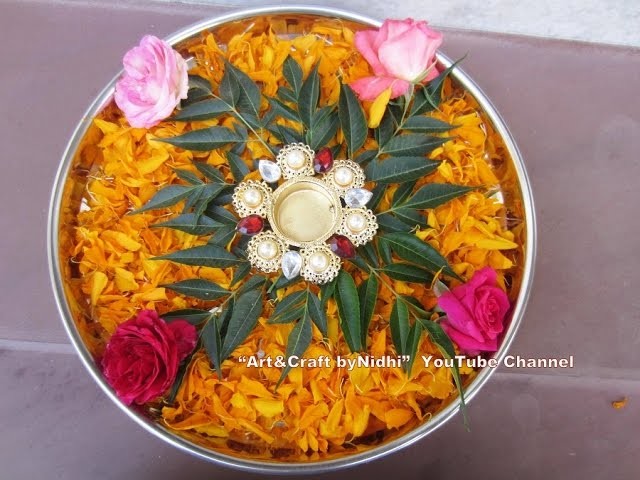 Easy DIY Pooja Arti Thaali Plate Decoration Using Fresh Rose Flowers Marigold Petals Tutorial TIPS