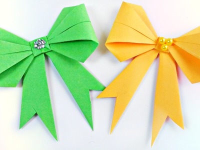 How to make origami bow diy 3d paper easy tutorial step by step for kids,for beginners