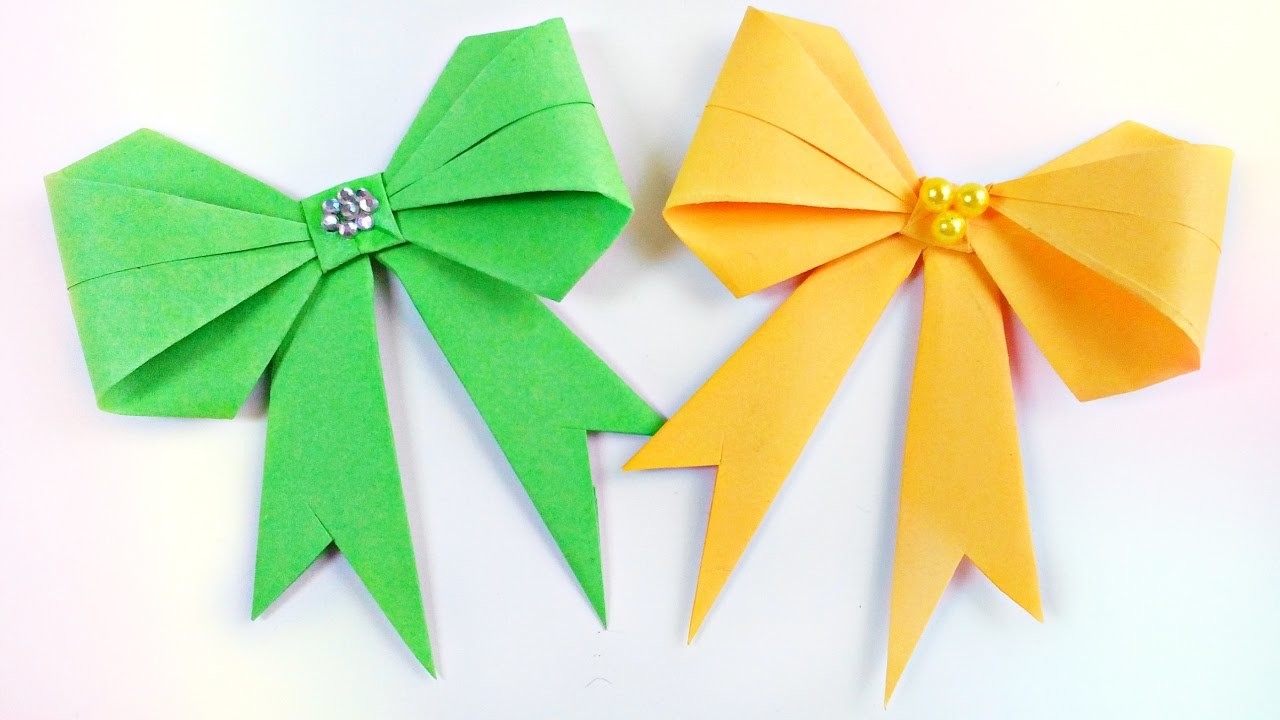 How to make origami bow diy 3d paper easy tutorial step by step for