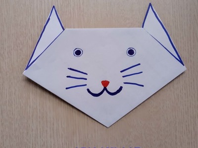 Origami cat face.easy origami for kids.diy paper toy.crafts paper cat tutorial