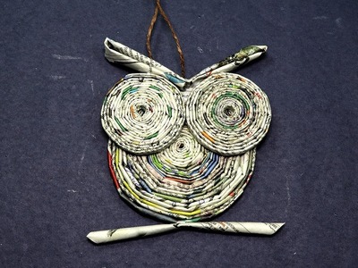 Paper Owl Craft-  Owl from Rolled Newspaper Craft