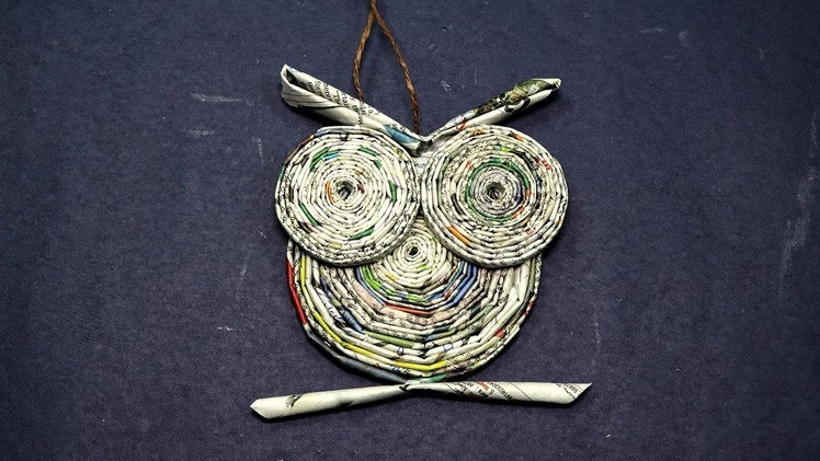 Paper Owl Craft-  Owl from Rolled Newspaper Craft