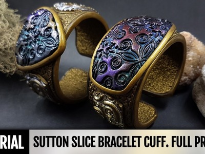 DIY How to make Unique Sutton Slice Bracelet Cuff. Polymer clay Jewelry making. VIDEO Tutorial!