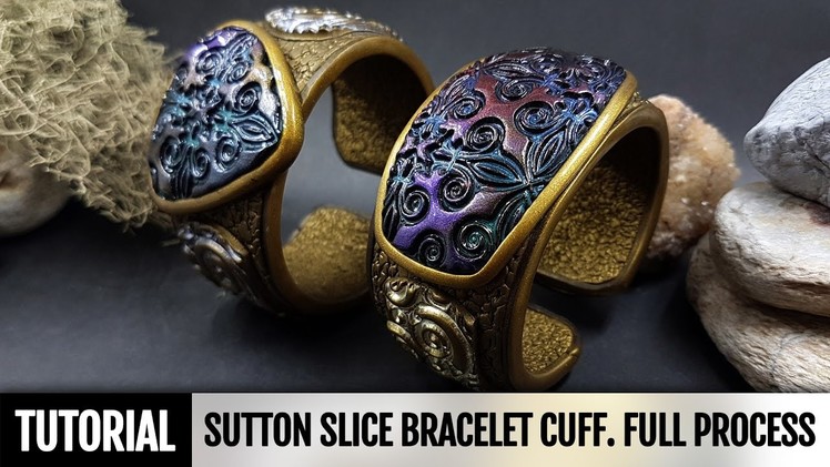 DIY How to make Unique Sutton Slice Bracelet Cuff. Polymer clay Jewelry making. VIDEO Tutorial!