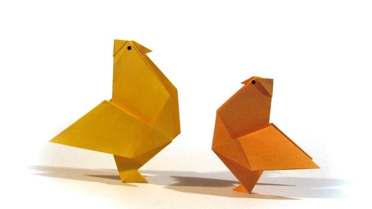 Easy Easter Origami Hen - Tutorial - How to make an easy origami rooster. hen